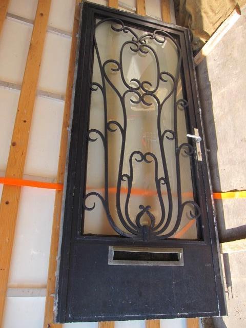 IJzeren art nouveau voordeur incl. kozijn 228,5x97,5, Deurkozijn, Zo goed als nieuw, Metaal, 225 cm of meer