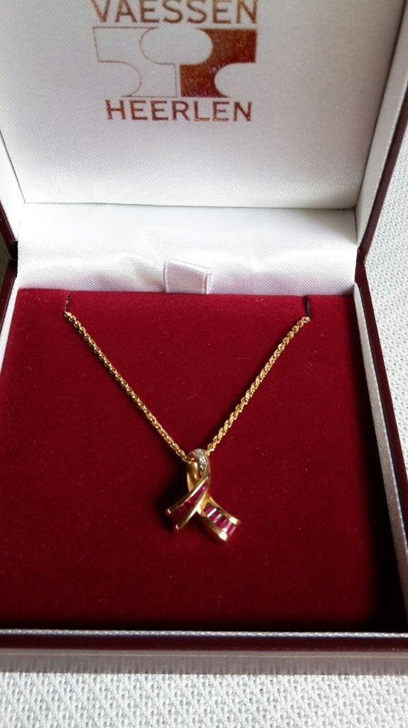 Vintage halsketting, Ophalen of Verzenden, Zo goed als nieuw, Met edelsteen, Goud