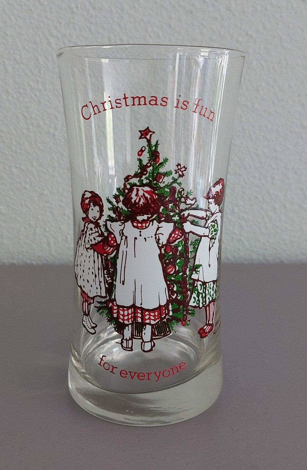 HOLLY HOBBIE glas melkglas kerst VINTAGE 🎄, Ophalen of Verzenden, Zo goed als nieuw, Frisdrankglas