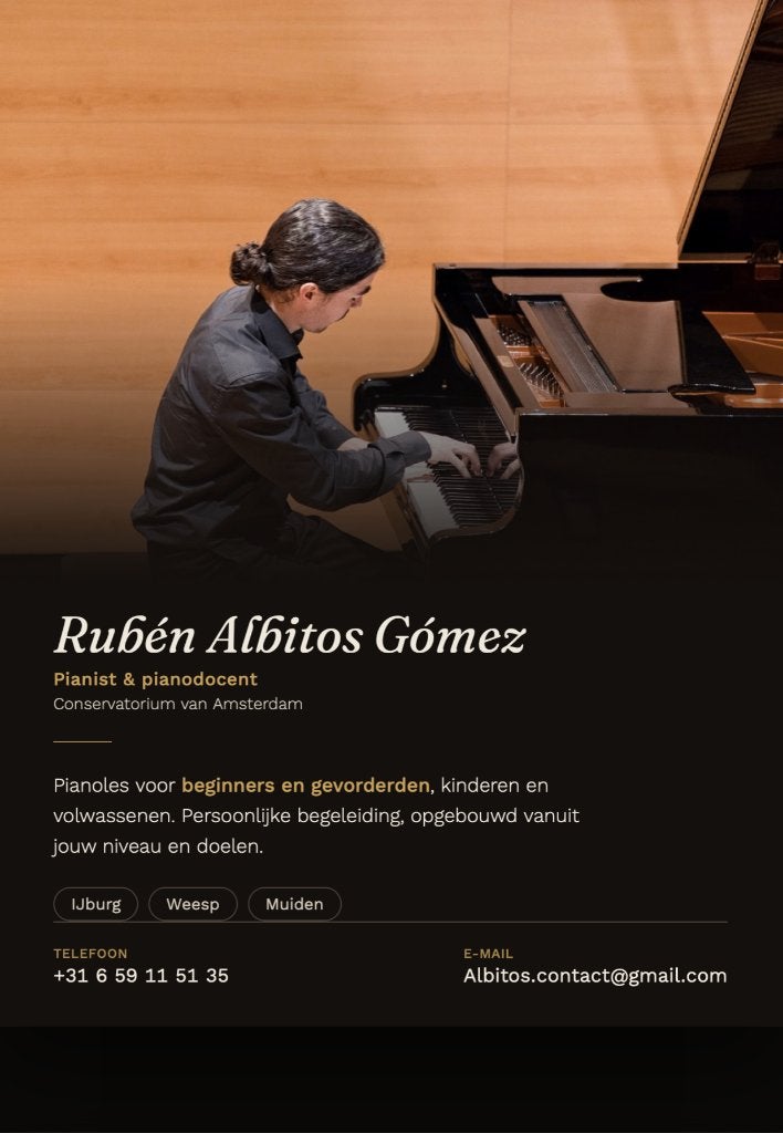 Piano lesson (IJburg/Diemen/Muiden) — Ms student at the CvA
