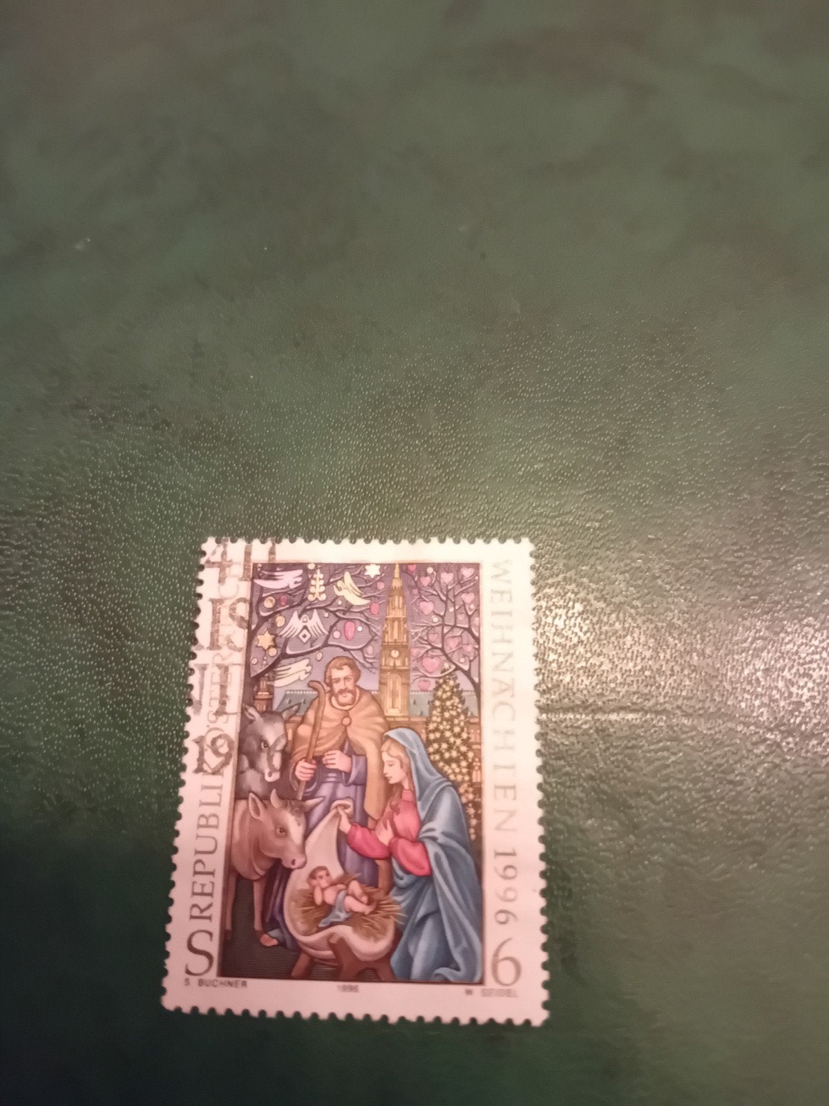 Oostenrijkse Kerstzegel 1996 - Geboorte van Jezus, Postzegels en Munten, Ophalen of Verzenden, Gestempeld