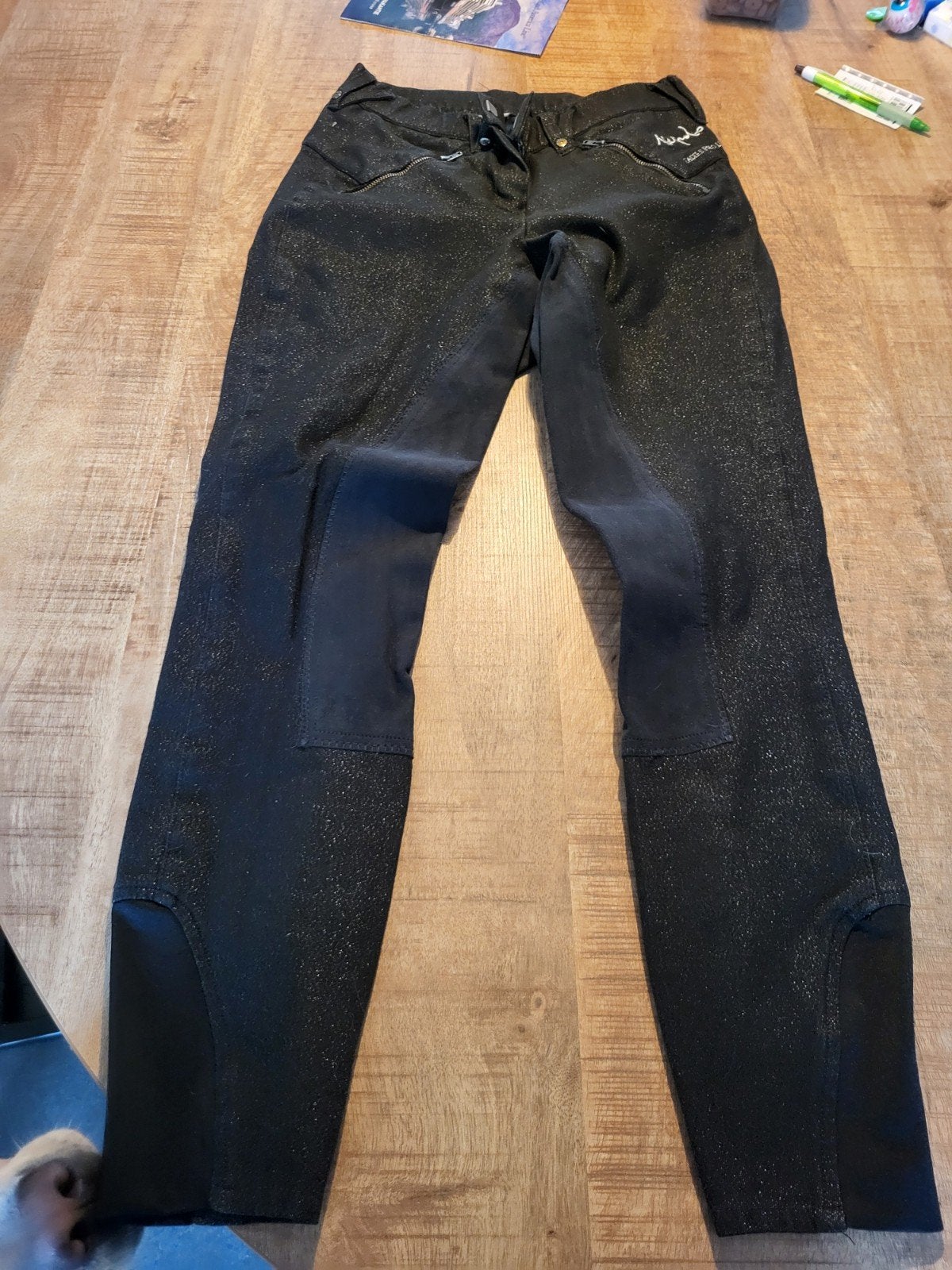 Zwarte paardrijbroek met glitter - maat 38, Zwart, Kupada, Lang, Gedragen