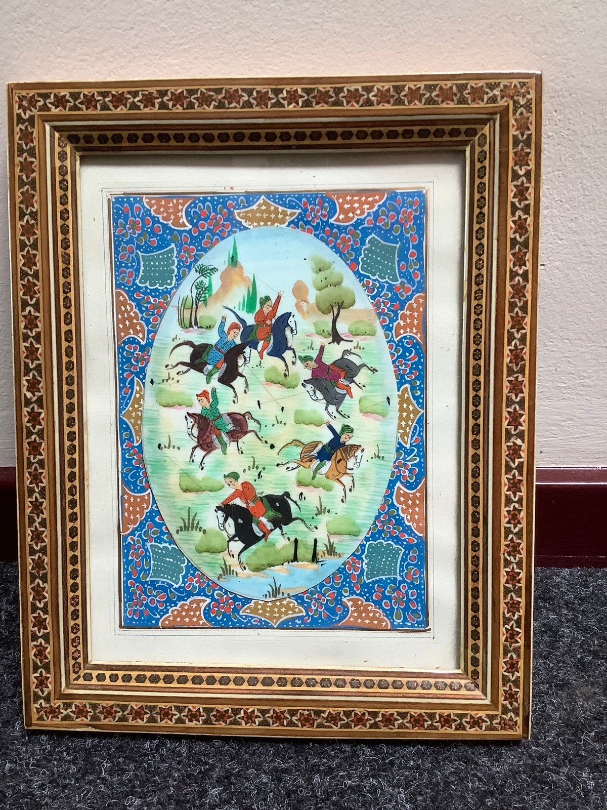 Perzische miniatuur schilderij - Chogán - Polo, Ophalen of Verzenden