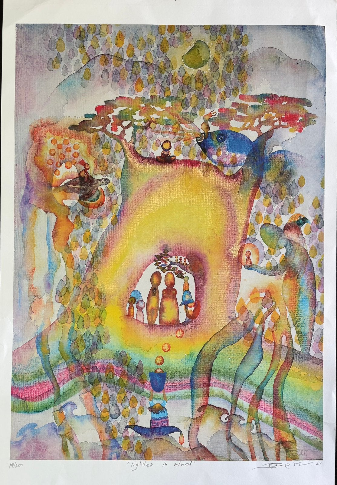 Litho aquarel in dromerige sferen, Personages en Fantasiefiguren, Gelimiteerde oplage, Ophalen of Verzenden, Lithografie
