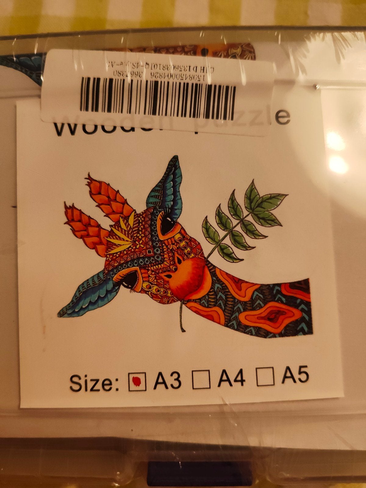Houten puzzel Giraf, 123 unieke stukjes. A3 formaat, Ophalen of Verzenden, Minder dan 500 stukjes, Nieuw, Legpuzzel