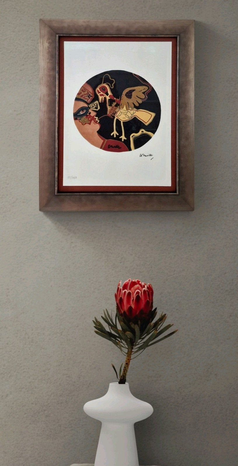 Corneille L'oiseau presque déraisonnable, museum spec framed, Ophalen of Verzenden, Ingelijst, Portret of Personen