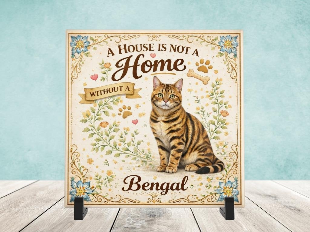 A House is not a Home Without a Bengal - Bengaal Tegel, Huis en Inrichting, Woonaccessoires | Tekstborden en Spreuken, Nieuw, Verzenden