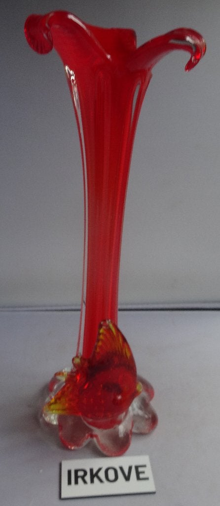 MURANO RODE VAAS MET VIS * Kristal *, Antiek en Kunst, Antiek | Glas en Kristal, Verzenden