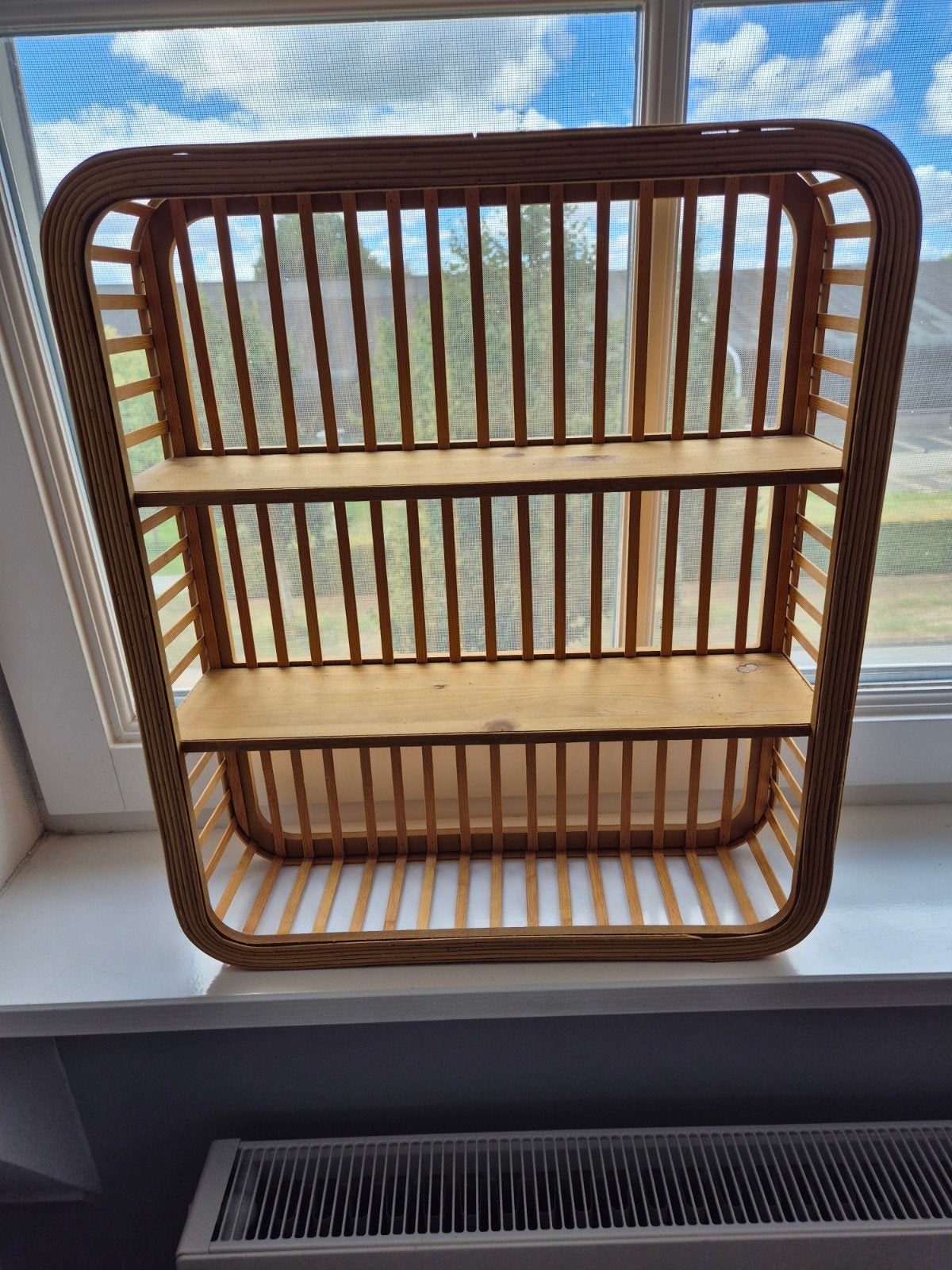 Vintage bamboe wandrek met 2 planken, Ophalen, Gebruikt