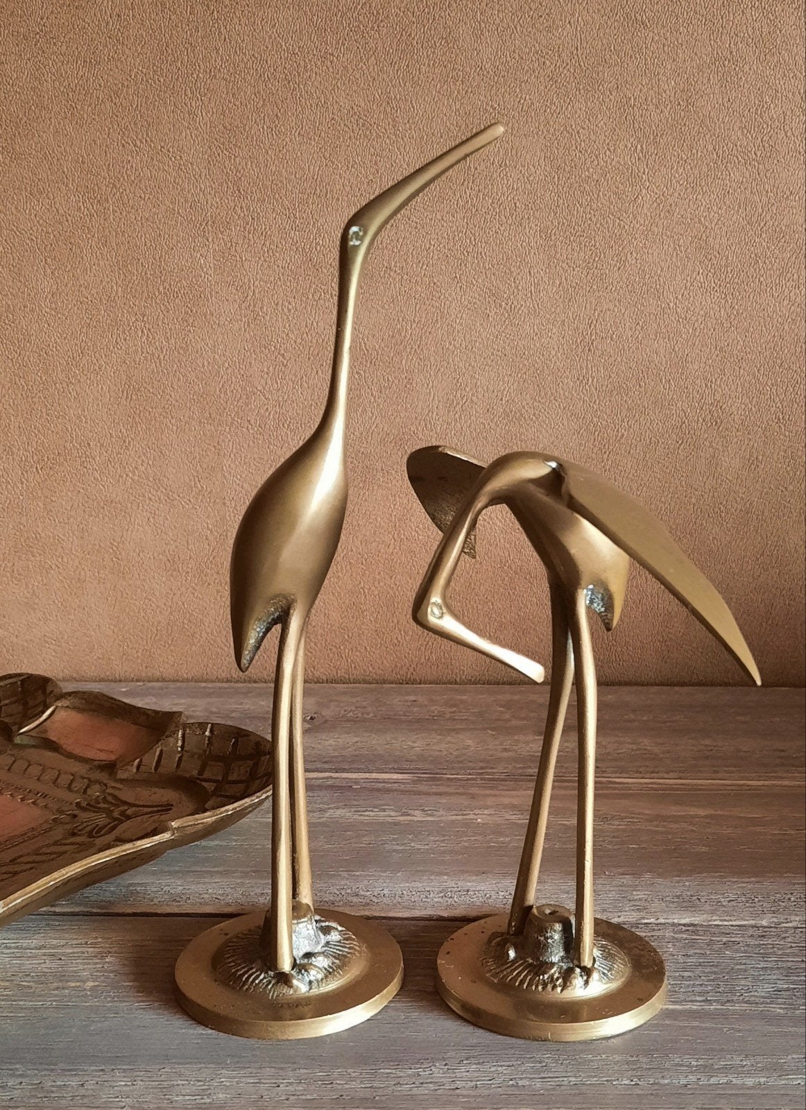 Vintage messing kraanvogel / reiger koppel, Ophalen of Verzenden