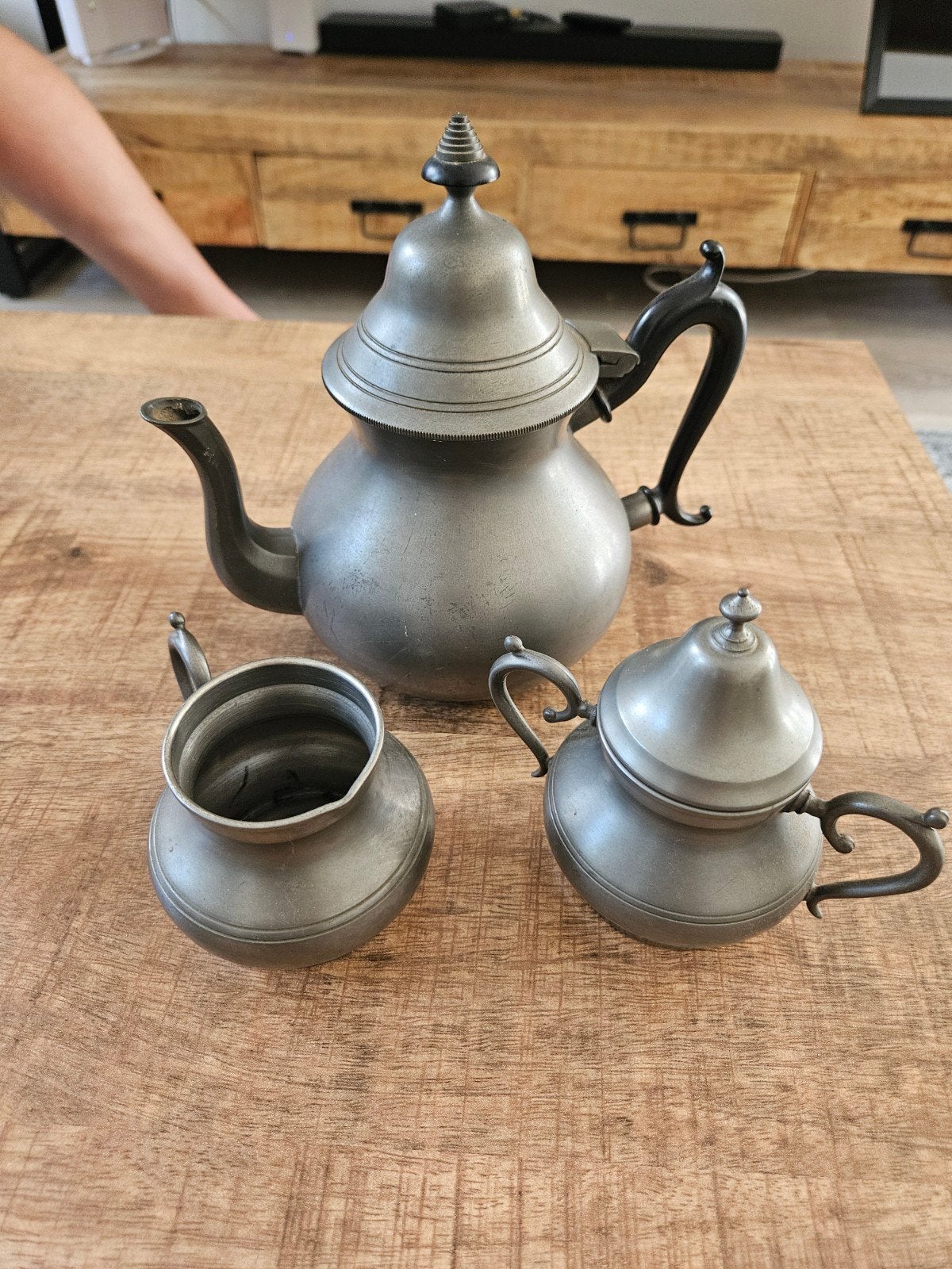 3-delig Tinnen Theeservies Royal Holland Pewter - Sleepy Hol, Ophalen