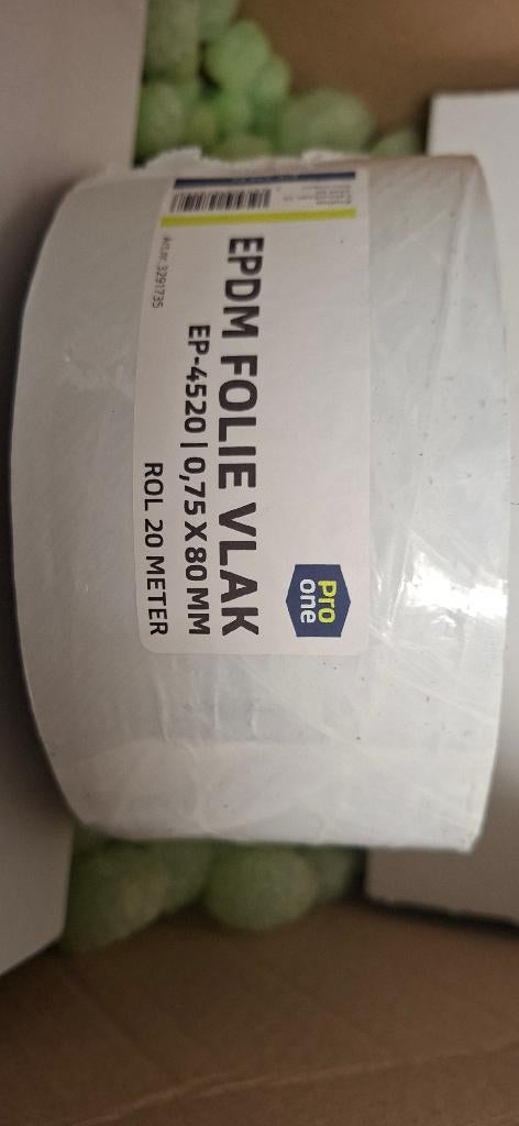 Pro One EPDM folie vlak 0,75x80mm Rol 20 meter, Ophalen of Verzenden, Nieuw, 5 tot 10 m², Folie