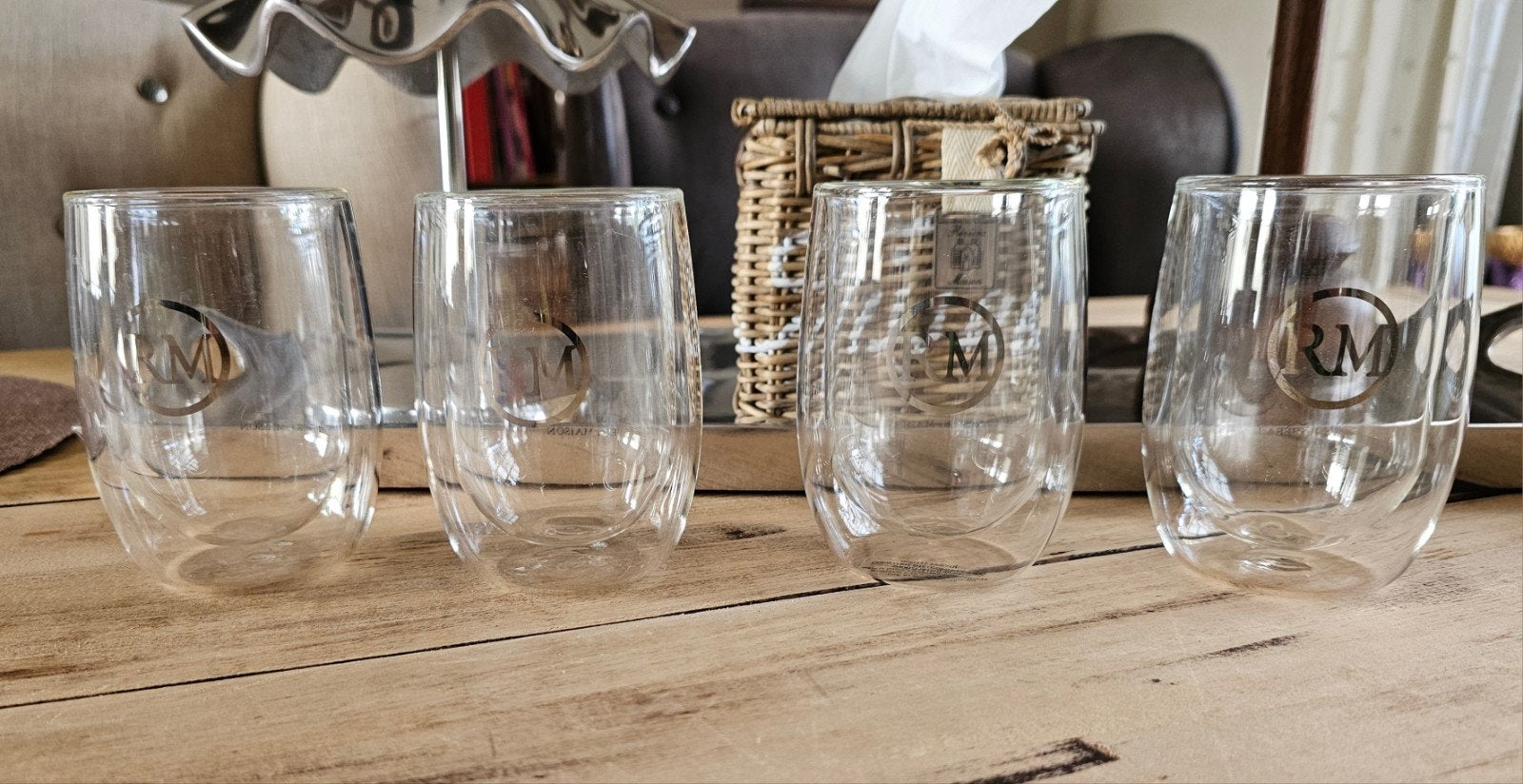 RIVIERA MAISON; 4 PRACHTIGE DUBBELWANDIGE GLAZEN € 22,50, Glas of Glazen, Ophalen of Verzenden, Overige stijlen, Glas