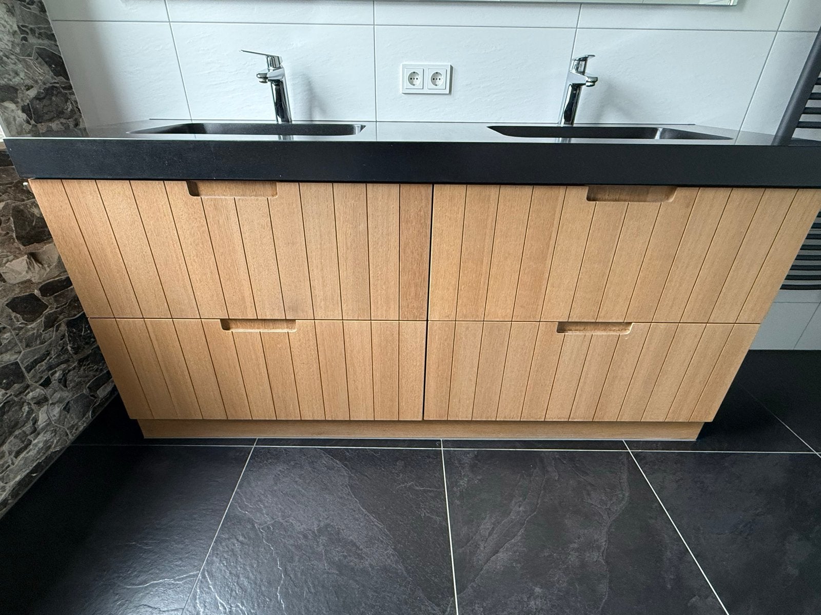 Luxe badkamermeubel 180cm met stenen blad en Grohe kranen, Ophalen, Gebruikt, 150 tot 200 cm, Minder dan 100 cm