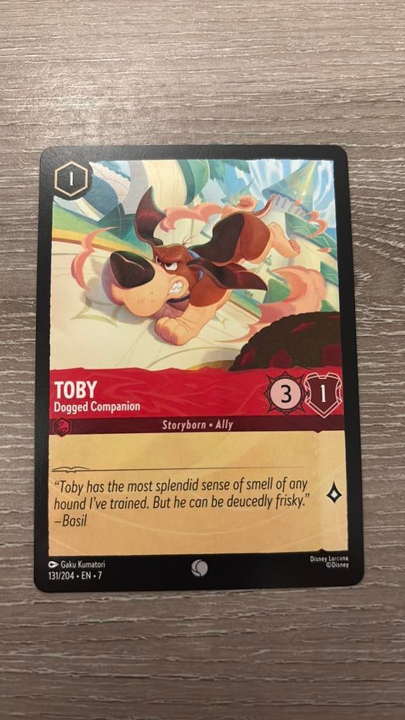 Disney Lorcana Toby dogged companion 131-204 7ARI nonfoil, Ophalen of Verzenden, Zo goed als nieuw, Losse kaart