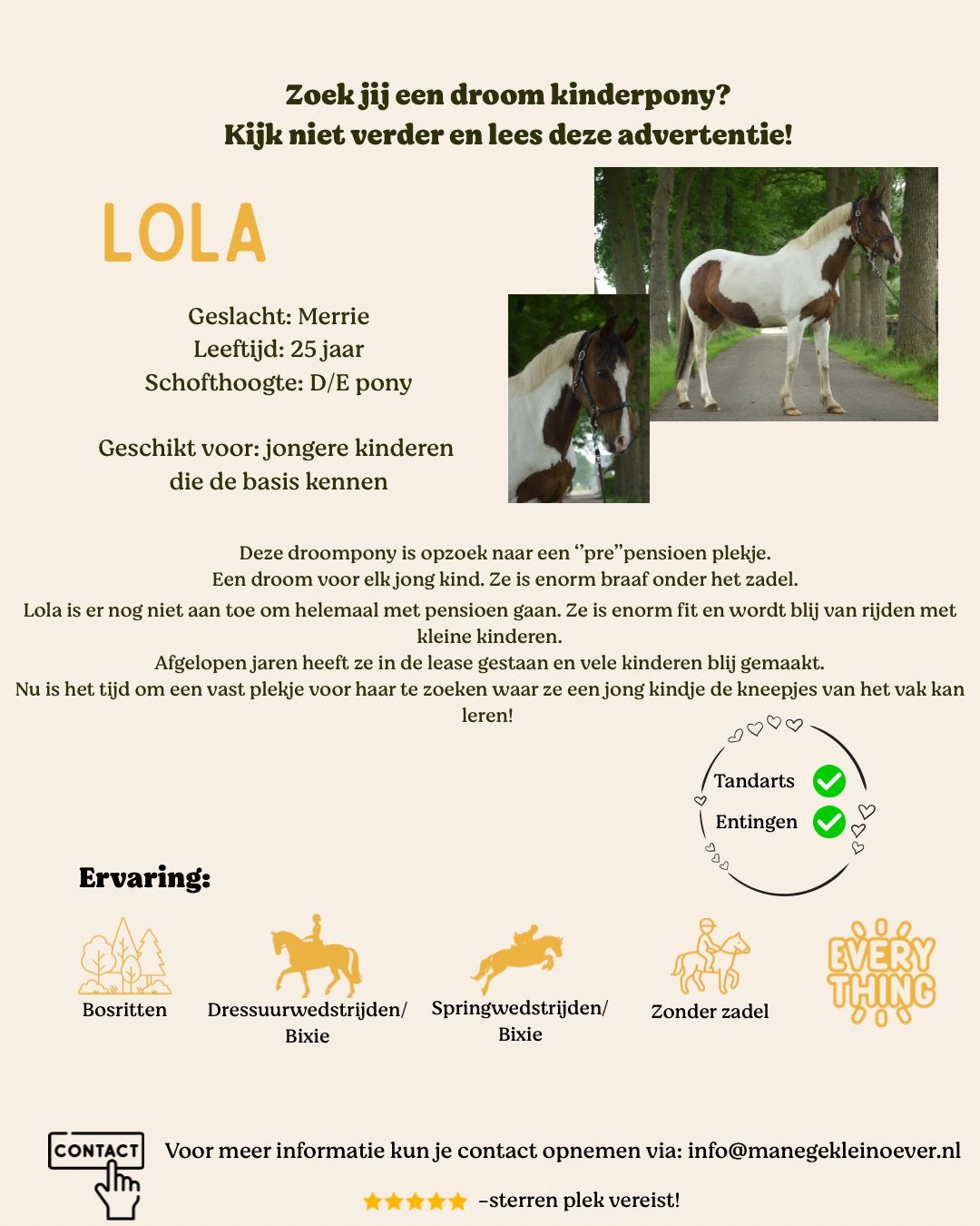 Gouden Leermeester, Dieren en Toebehoren, Merrie, 11 jaar of ouder