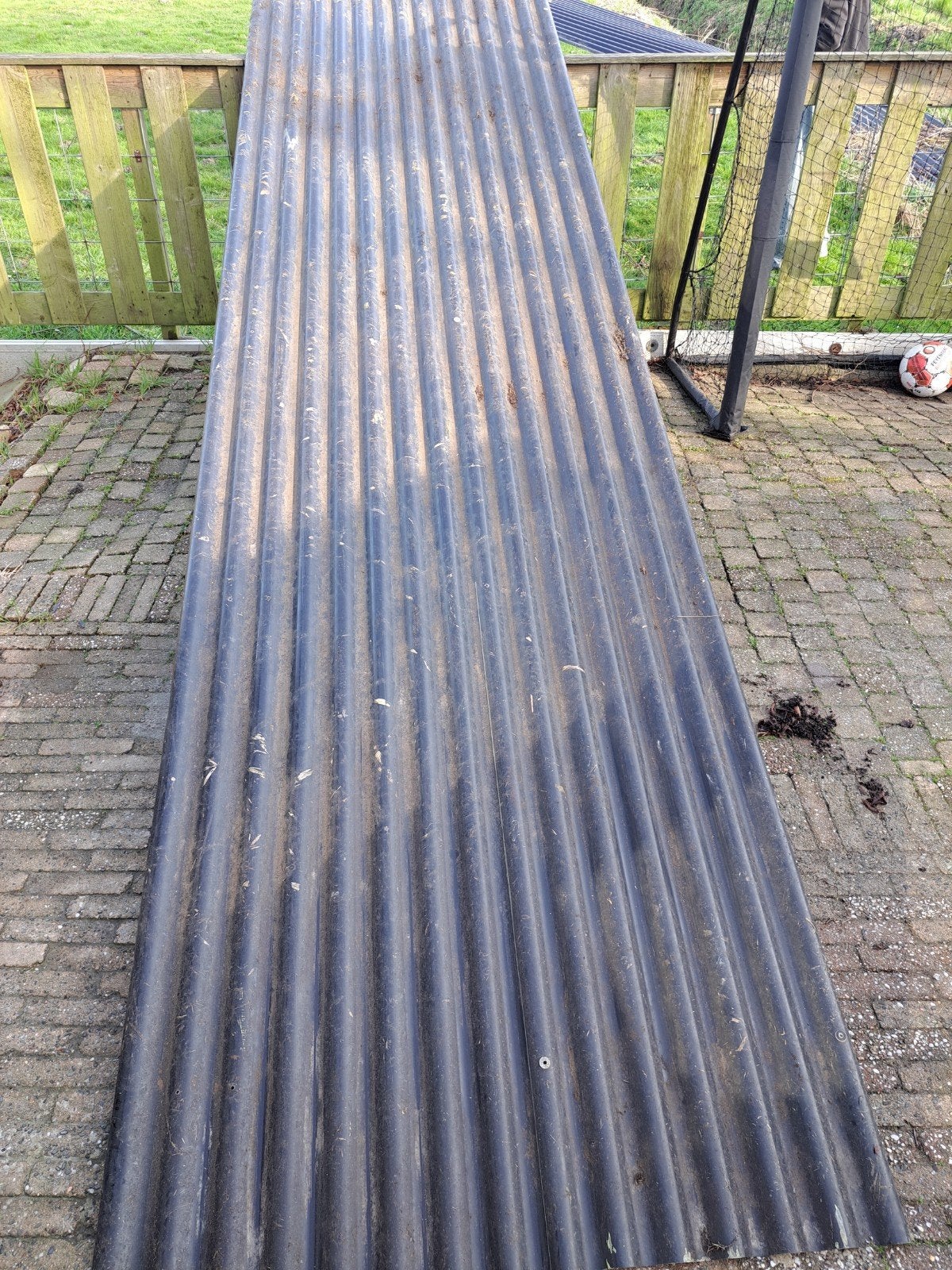 2 stalen golfplaten 4 meter lang bij 1.10 breed, Tuin en Terras, Overkappingen, Ophalen