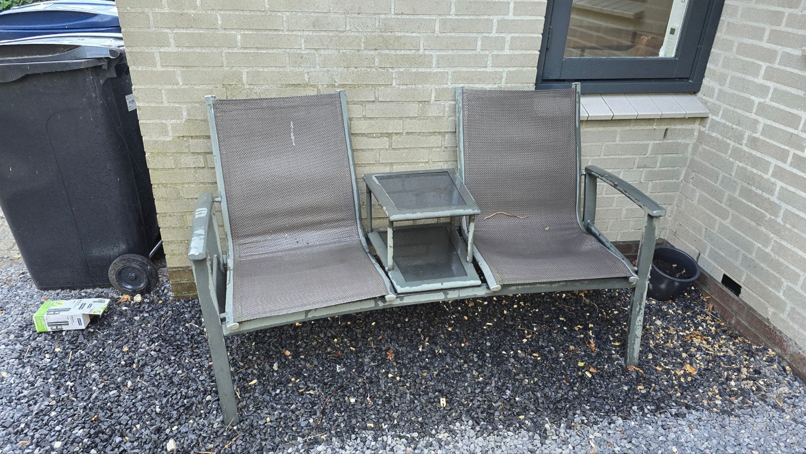 Tuinbank met tafel - Loveseat, Ophalen, Gebruikt, Metaal