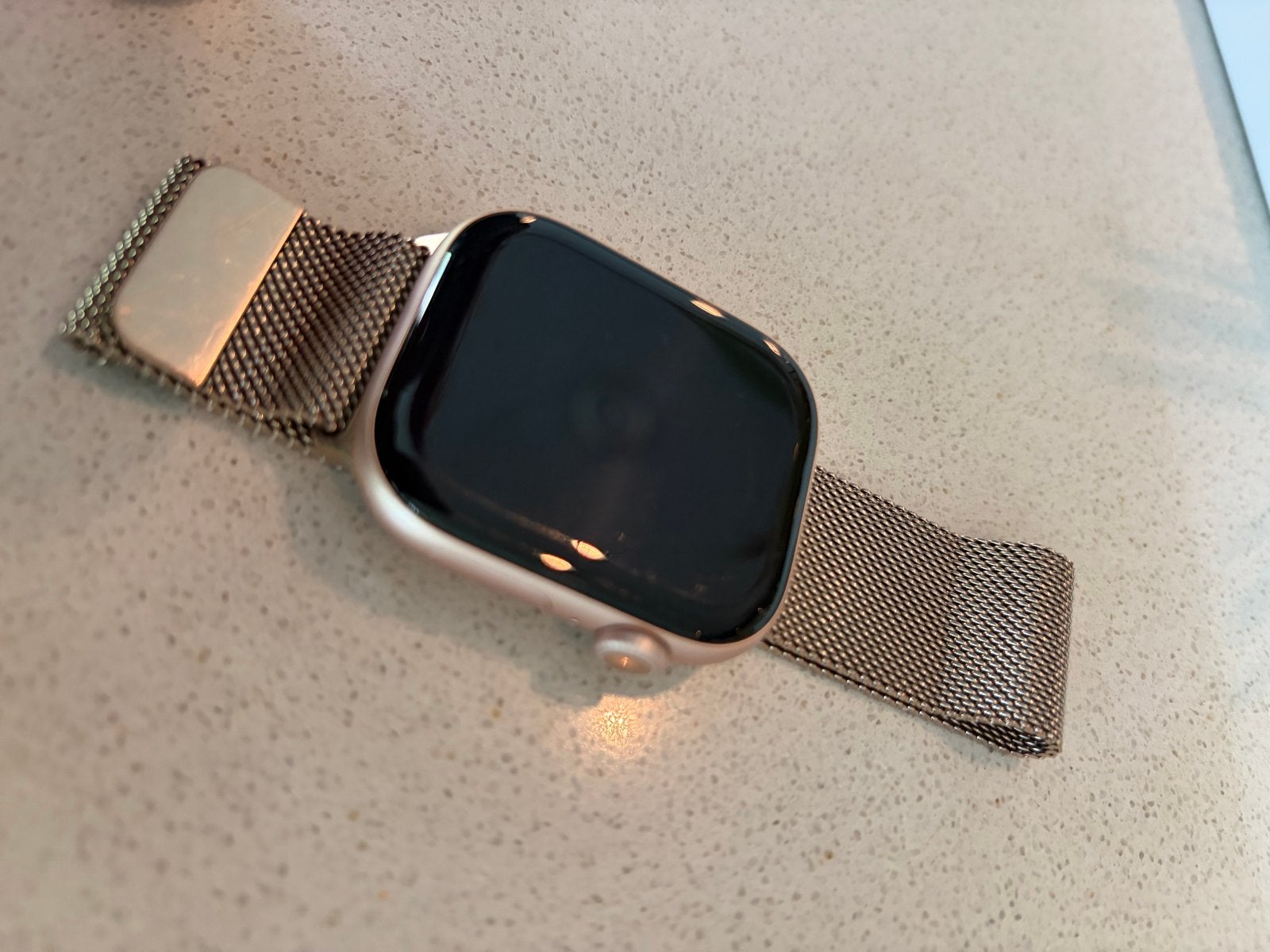 Apple Watch 46mm Gold Milanese GPS + Cellular, 0800 0200 570, Afstand, IOS, Ophalen of Verzenden
