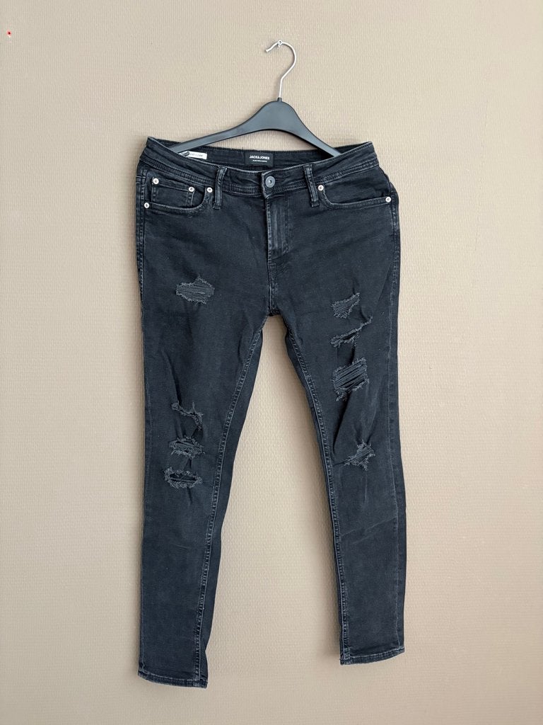 (6) Jack & Jones Skinny Fit zwarte heren spijkerbroek 30-30, Zwart, W32 (confectie 46) of kleiner, Ophalen of Verzenden, Zo goed als nieuw