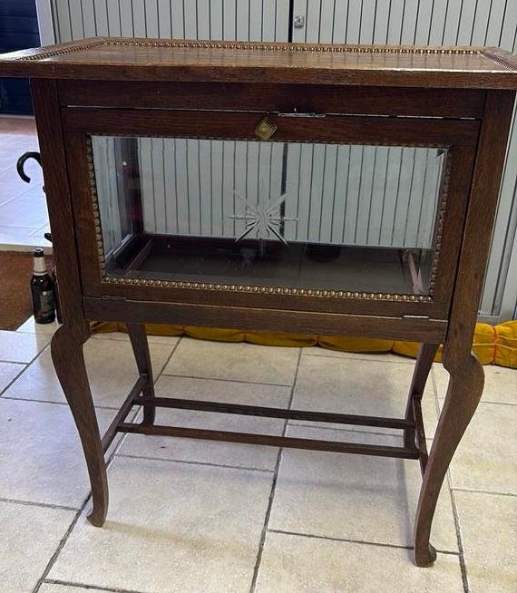 Antiek theekastje  motief geslepen in glas, Antiek en Kunst, Antiek | Meubels | Kasten, Ophalen
