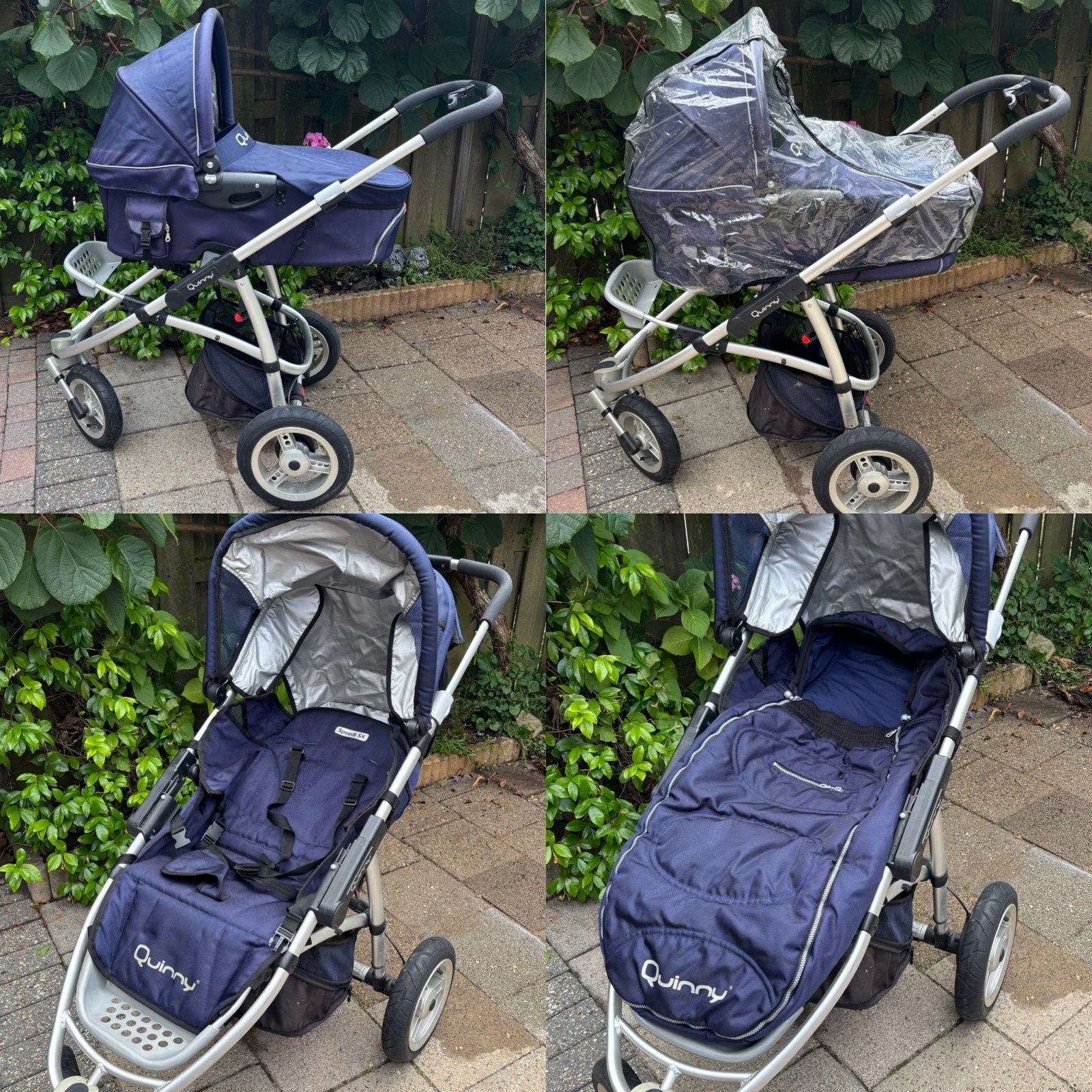 Complete Quinny Speedi kinderwagen - Donkerblauw, Ophalen, Gebruikt, Luchtbanden, Quinny