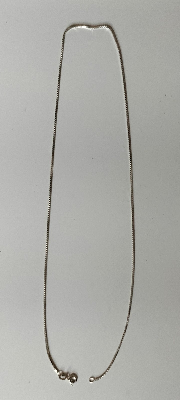 Zgan zilveren Collier 50 cm Venetiaanse schakel 1 mm, Ophalen of Verzenden, Zo goed als nieuw, Zilver, Zilver