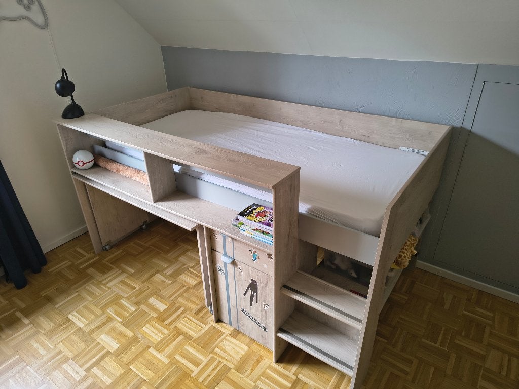 Halfhoogslaper, Ophalen, 90 cm, Eenpersoons, Zo goed als nieuw