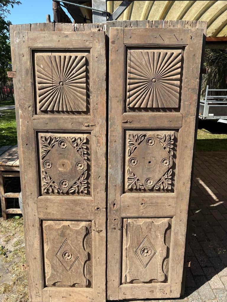 Stoere set oude teakhouten deuren, Ophalen, Gebruikt, Hout, Nvt