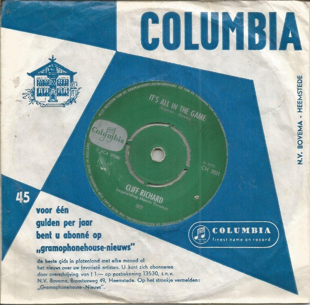 VERKOCHT Cliff Richard – It's All In The Game (1963), Gebruikt, 7 inch, Ophalen of Verzenden, Pop