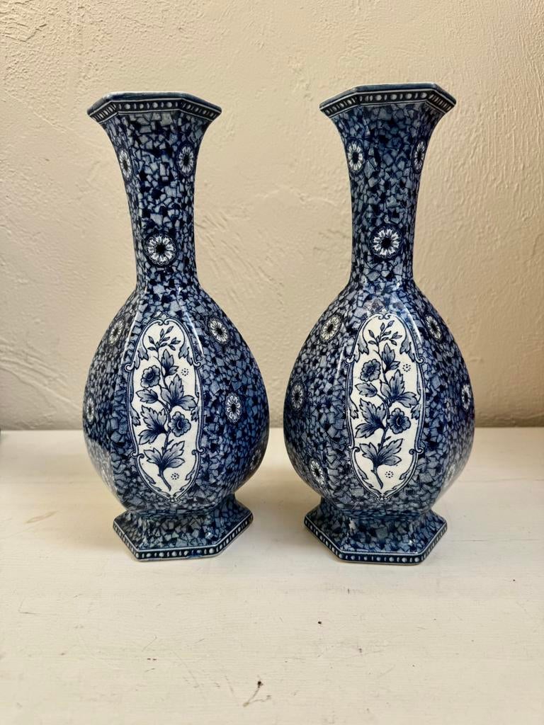 Flamand vazen - per stuk, Ophalen of Verzenden, Blauw, Glas, Minder dan 50 cm