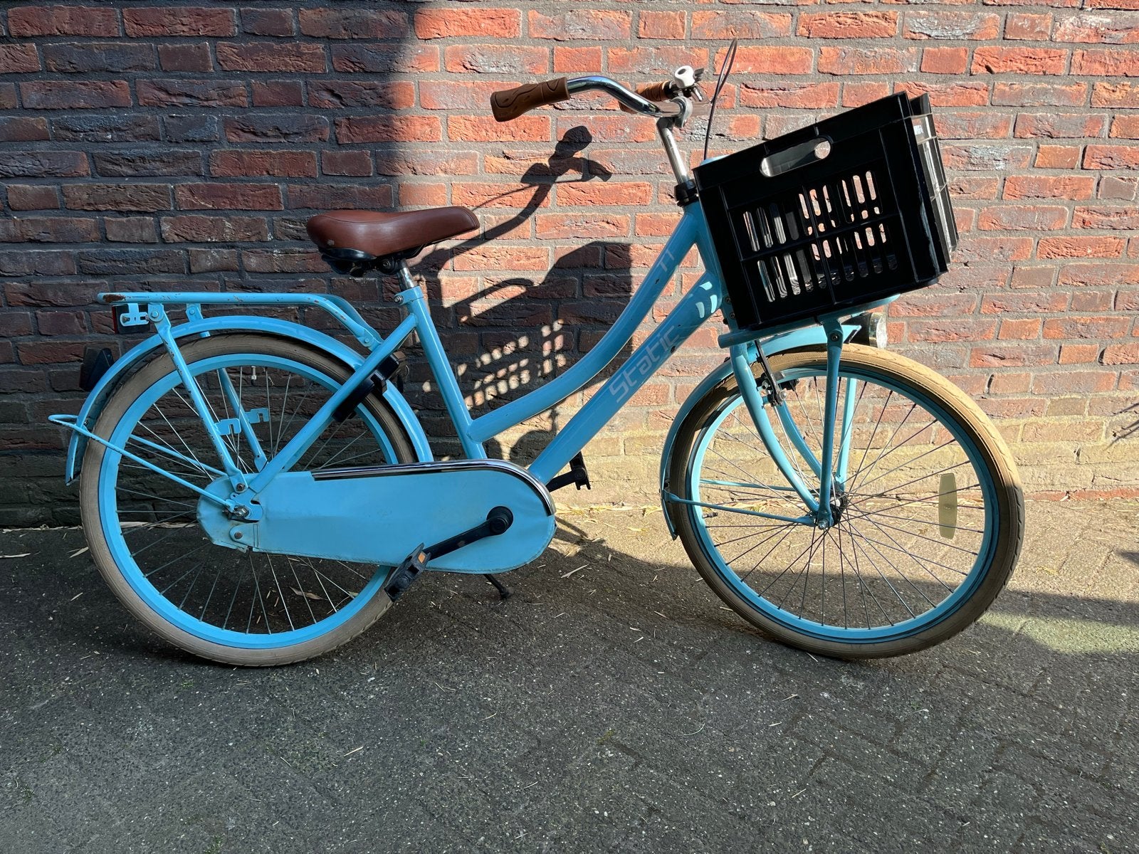 24 inch kinderfiets met krat, Ophalen, Terugtraprem, Handrem, Gebruikt