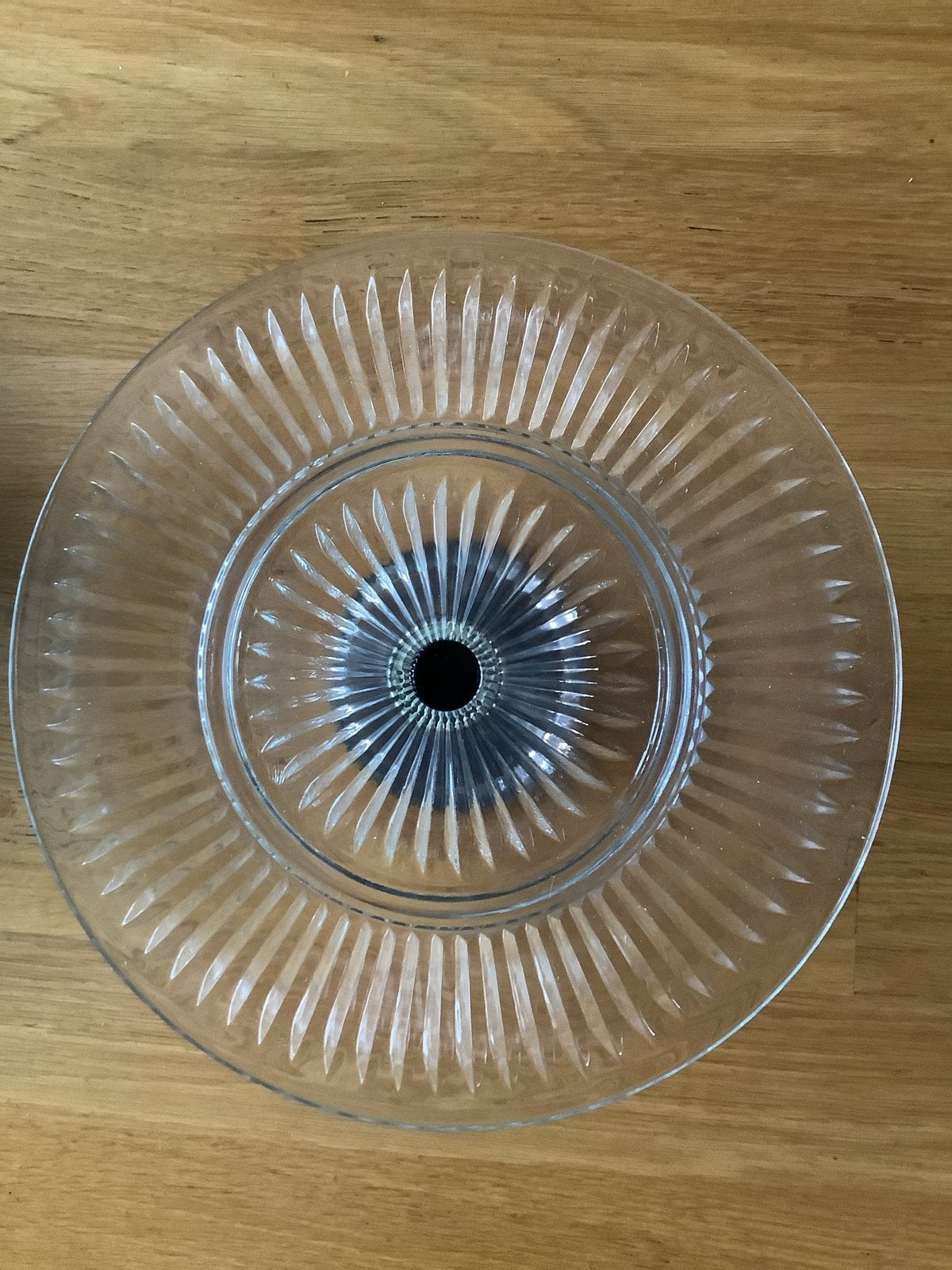 Vintage Glazen taartplateau met zilverkleurige voet - 32 cm, Huis en Inrichting, Keuken | Servies, Nieuw, Ophalen of Verzenden
