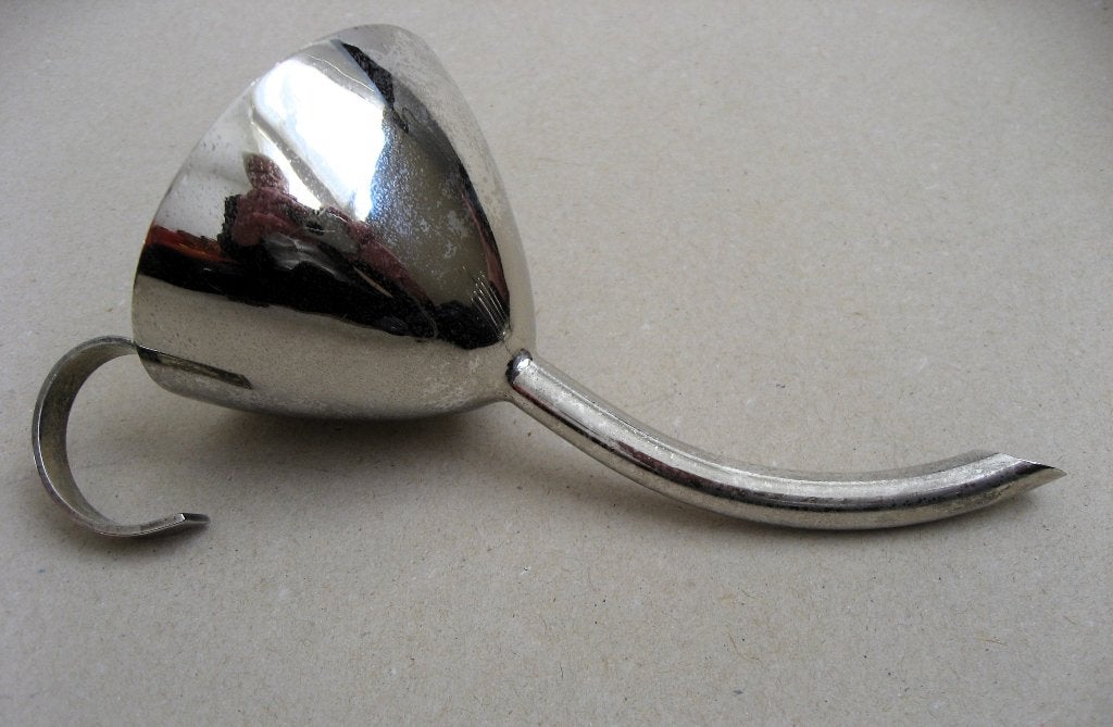 Vintage trechter met ophanghaakje, verchroomd RVS, Antiek en Kunst, Ophalen of Verzenden