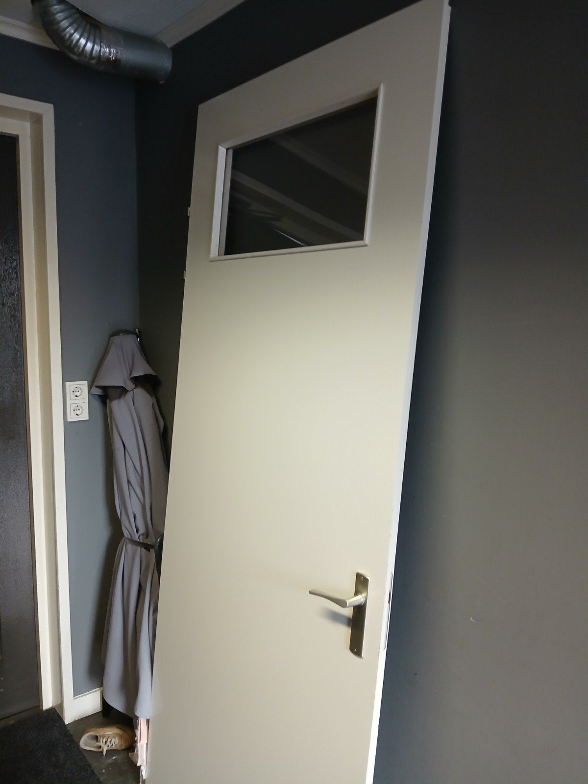 opdekdeur wit met raam 93 x 231,5, Doe-het-zelf en Verbouw, Deuren en Horren, Ophalen, Gebruikt, 80 tot 100 cm, 215 cm of meer
