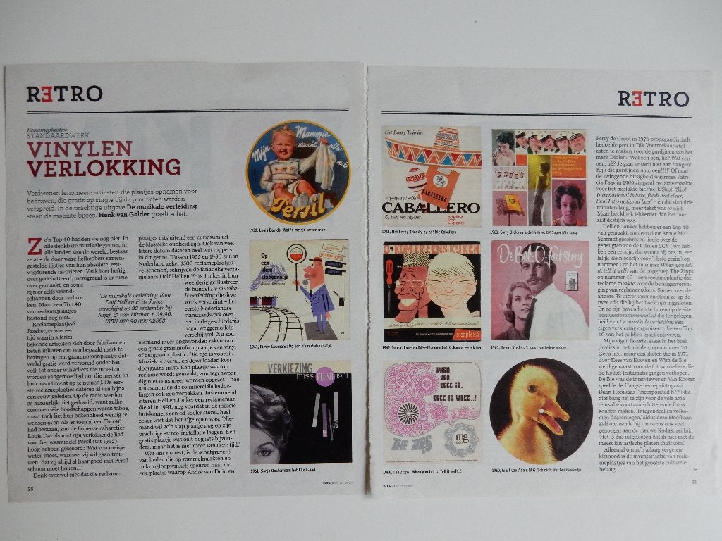 Reclame muziekplaatjes van diverse merken + 100 jaar reclame, Verzamelen, Ophalen of Verzenden, 1980 tot heden, Nederland, Knipsel(s)