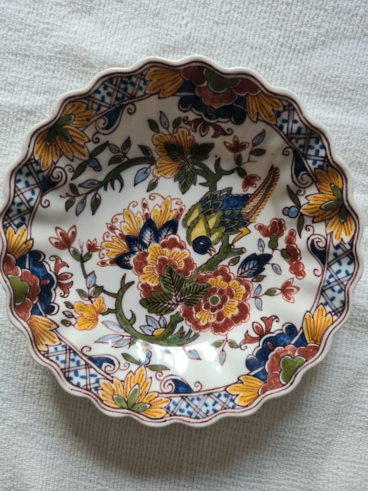 Vintage Makkum Tichelaar Wandbordje met Vogeldecor, Ophalen