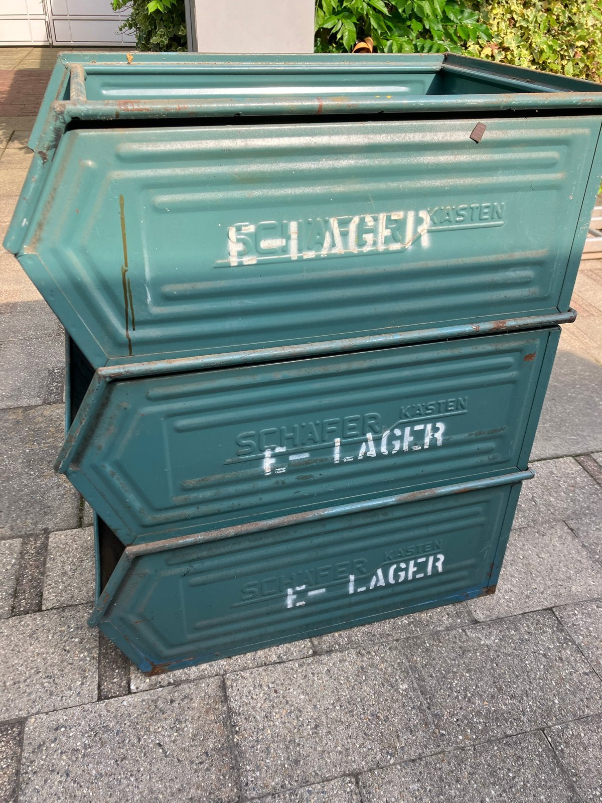 Schäfer stalen magazijnbakken 48x72x30 cm - Set van 3, Doe-het-zelf en Verbouw, Kratten en Dozen, Ophalen, Gebruikt, 40 tot 60 cm