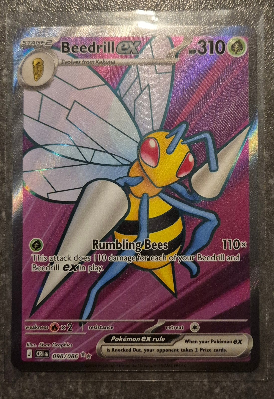 Beedrill ex 098/086 - Obsidian Flames - Pokémon Kaart, Ophalen of Verzenden, Nieuw, Losse kaart, Foil