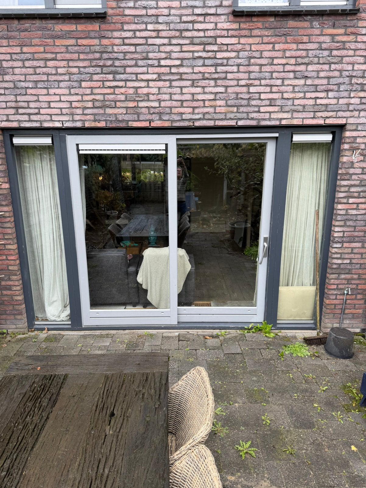 Hardhouten schuifpui 360 x 240 cm, Ophalen, Gebruikt, 225 cm of meer, Inclusief glas