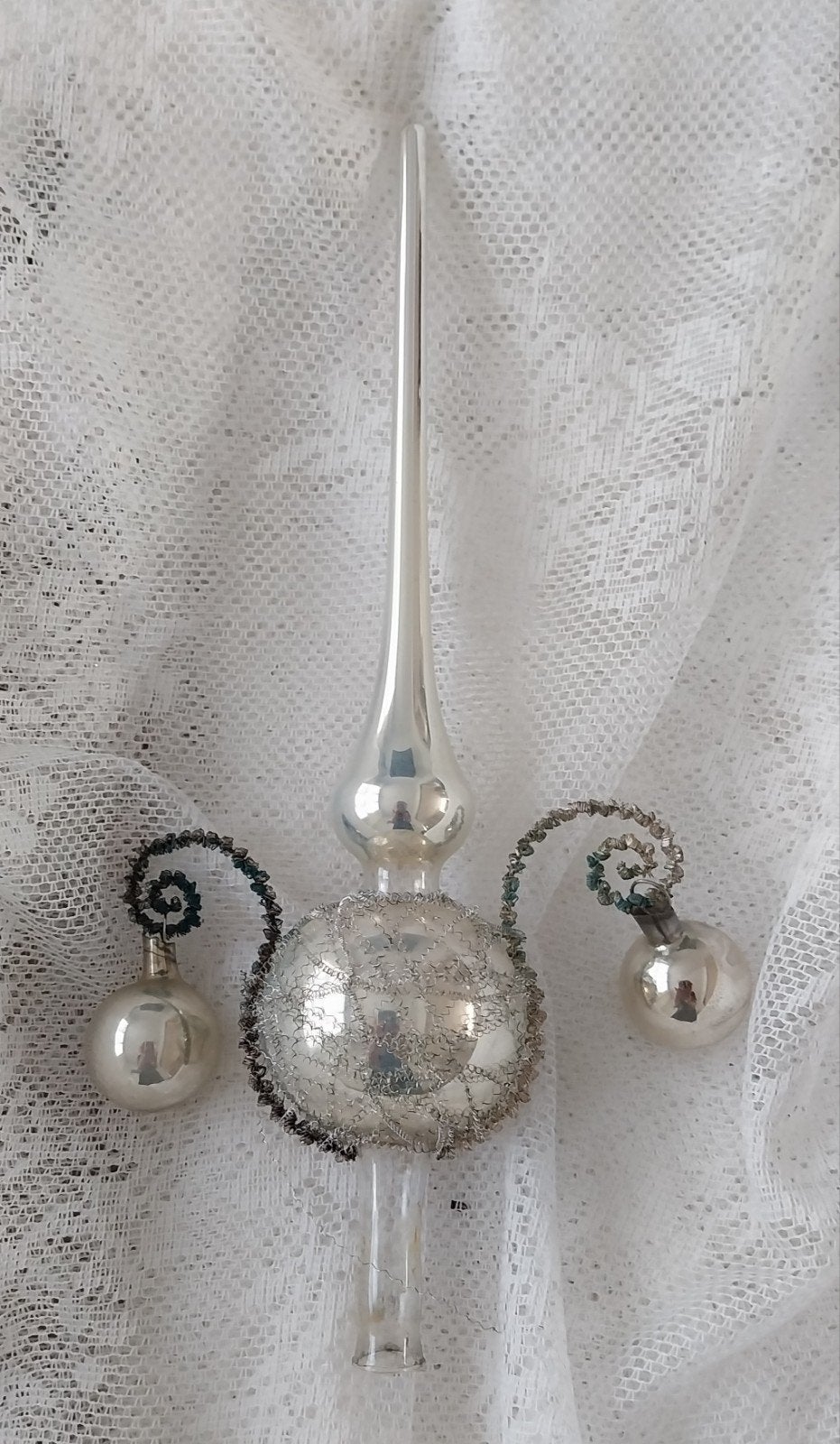 Brocante zilverkleurige kerstpiek, Ophalen of Verzenden