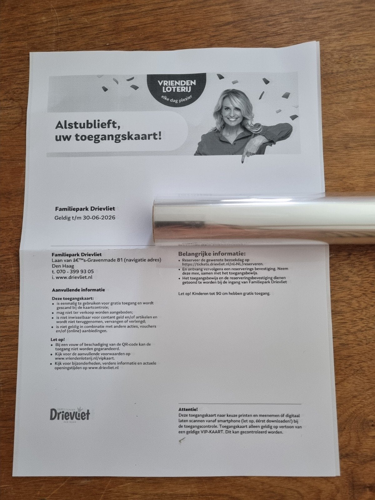 2 kaartjes Drievliet, Tickets en Kaartjes, Twee personen, Ticket of Toegangskaart