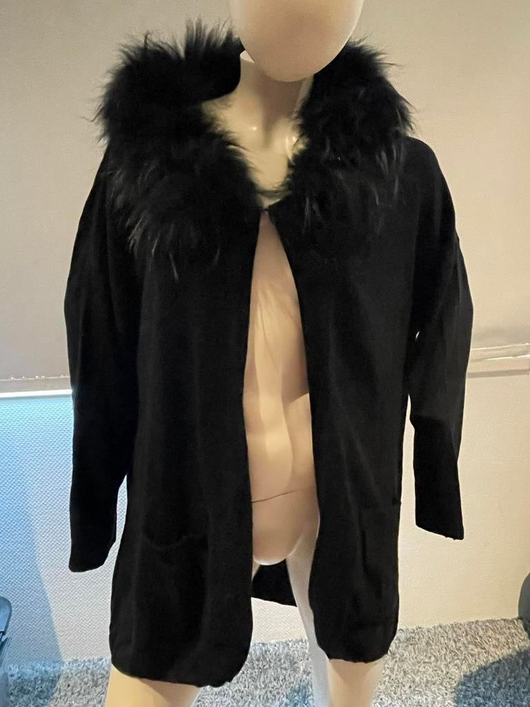 Leeandme vest met wol met afneembare bontkraag maat s., Ophalen of Verzenden, Zo goed als nieuw, Maat 36 (S), Zwart