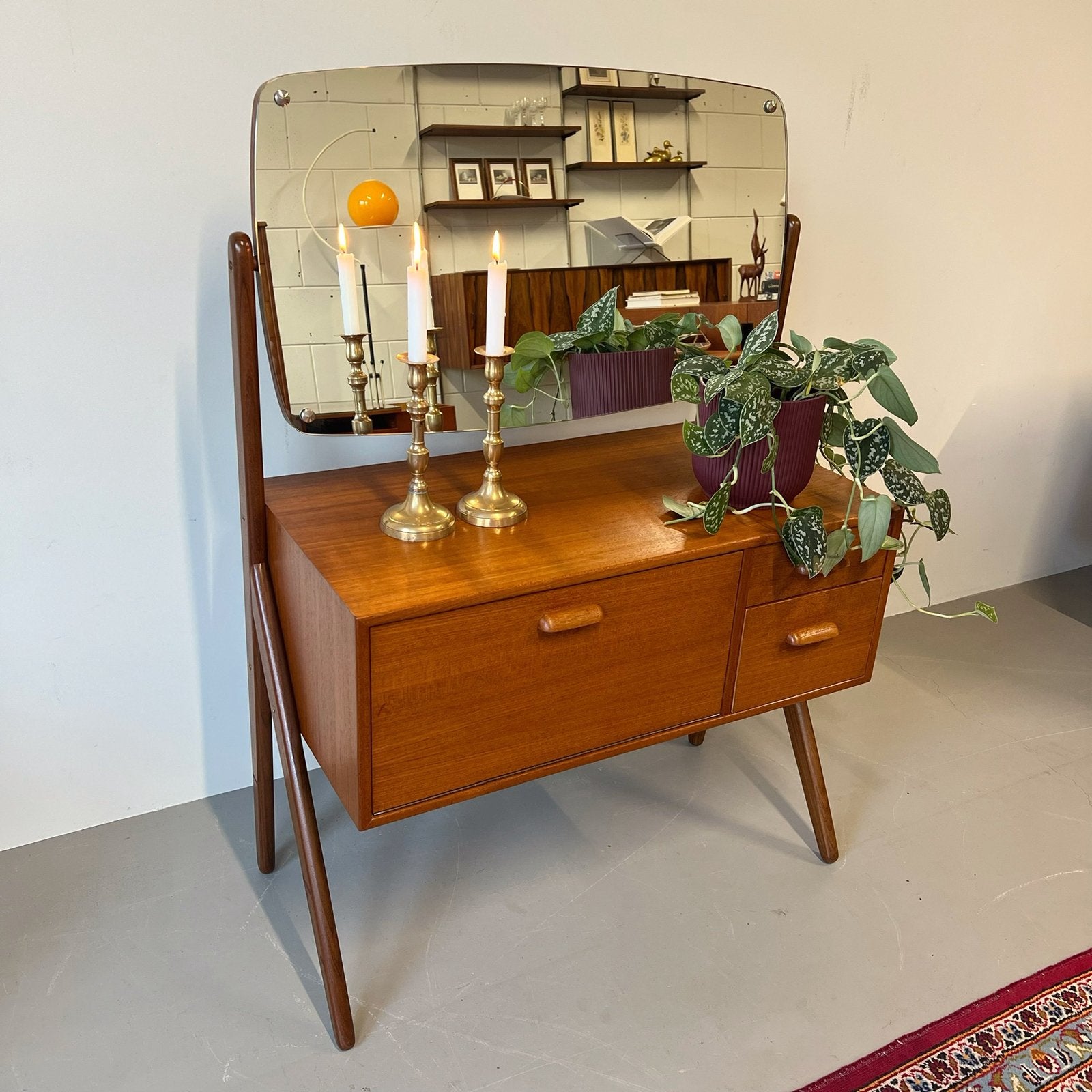 - Vintage kaptafel, dressing table, Deens -, Gebruikt, 100 tot 150 cm, ., Ophalen of Verzenden