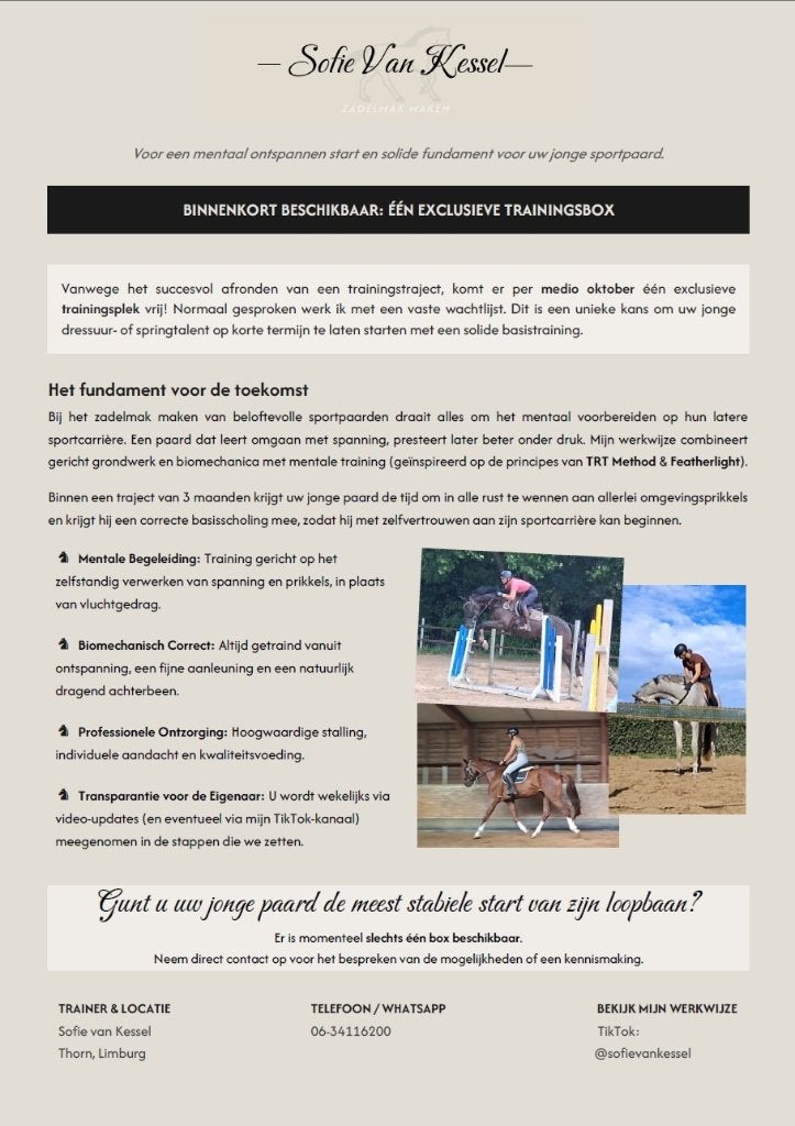 Exclusieve Trainingsplek / Zadelmak maken, Gedragstraining