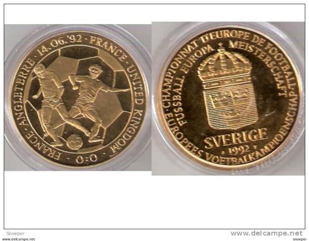 medaille sweden  voetbal,france -united king 1992,proof 40mm, Verzenden, Overige landen, Losse munt