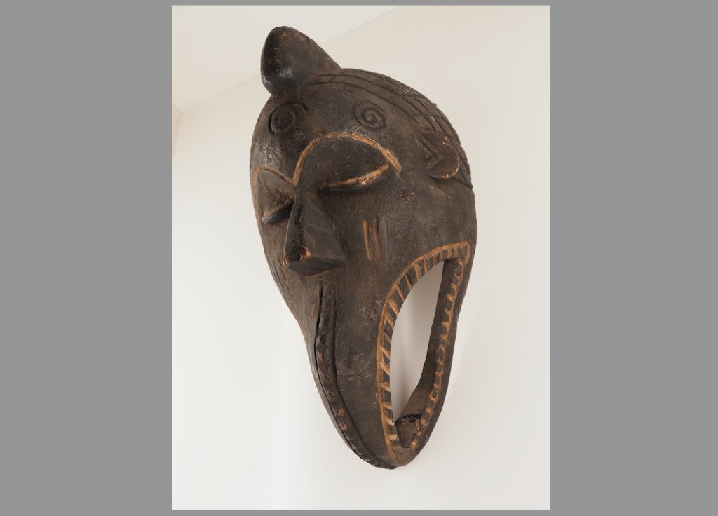 Dan Birdmask Vogelmasker Ivoorkust (200315-10), Antiek en Kunst, Hout, Bruin, 38 cm, Afrika