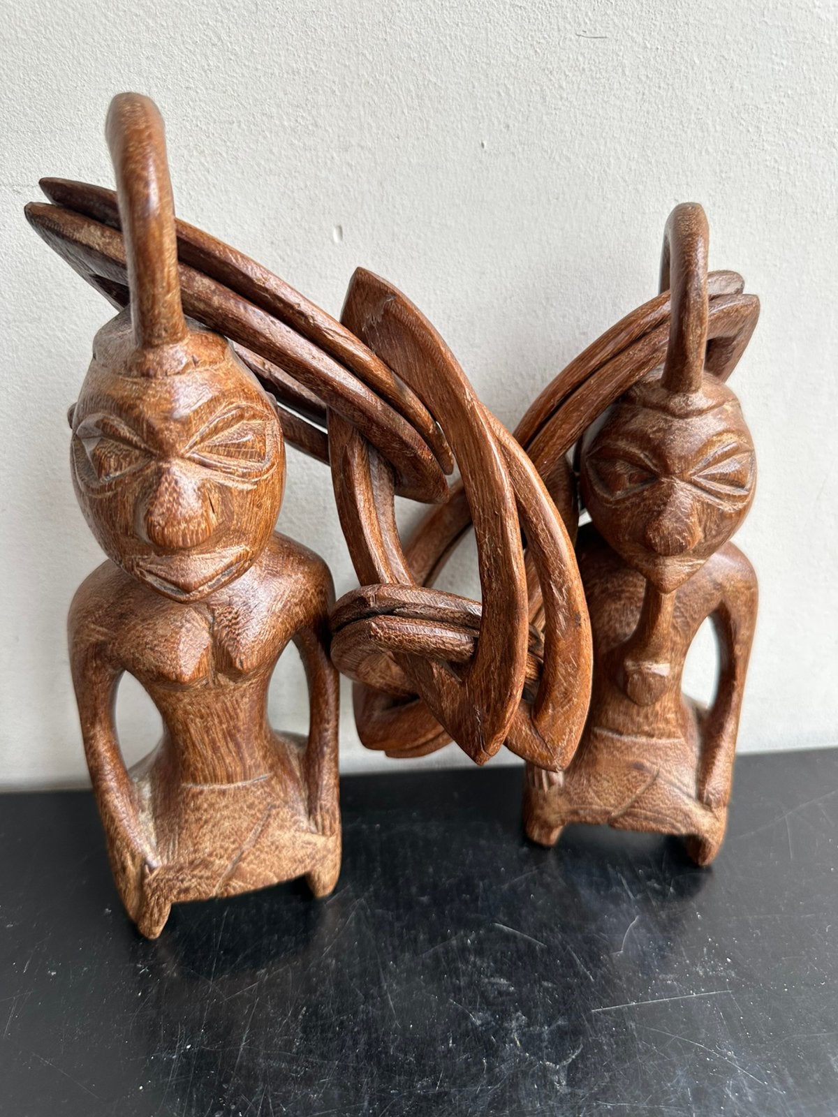 Afrikaanse houtsnijwerk huwelijks ceremonie ketting, Antiek en Kunst, Ophalen of Verzenden