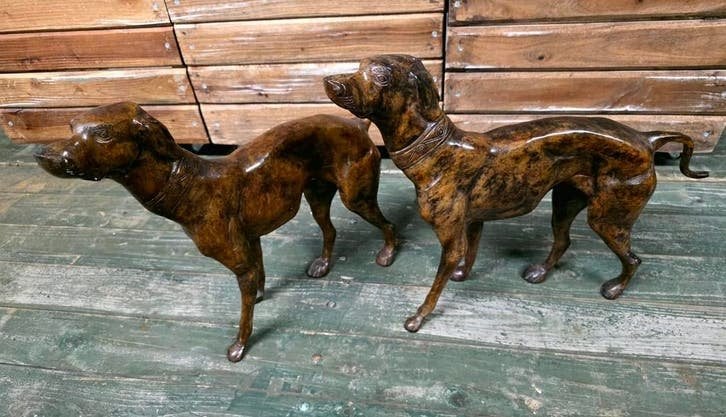 2 prachtige vintage jachthond/honden beelden art deco, Ophalen of Verzenden