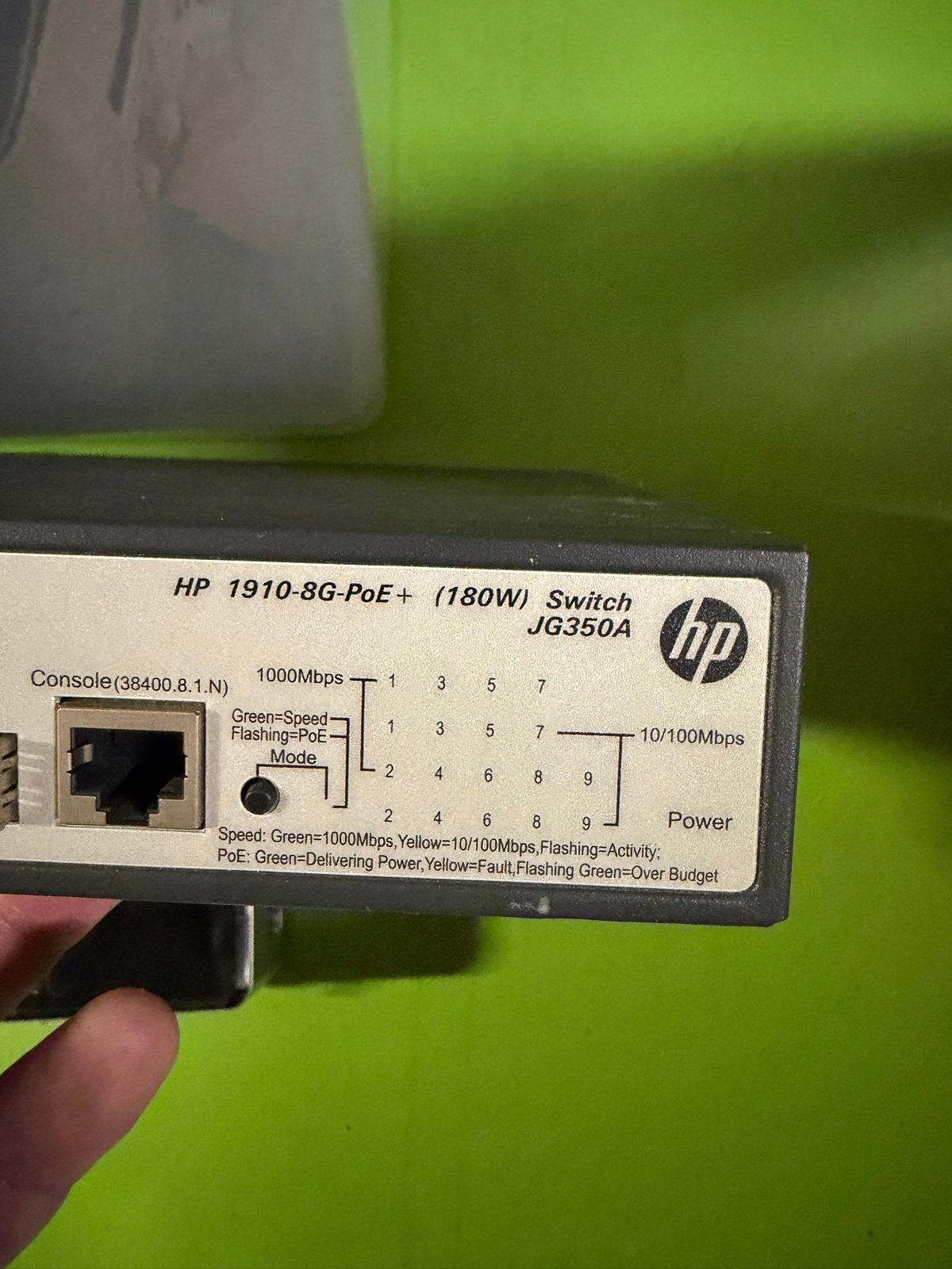HP 1910-8G-PoE+ (180W) Switch JG350A, Ophalen, Gebruikt